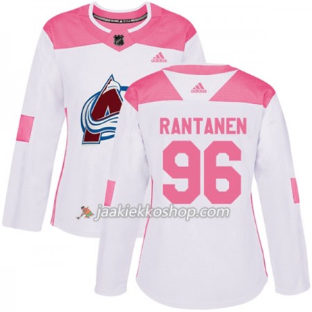 Nainen NHL Colorado Avalanche Pelipaita Mikko Rantanen 96 Adidas 2017-2018 Valkoinen Vaaleanpunainen Fashion Authentic